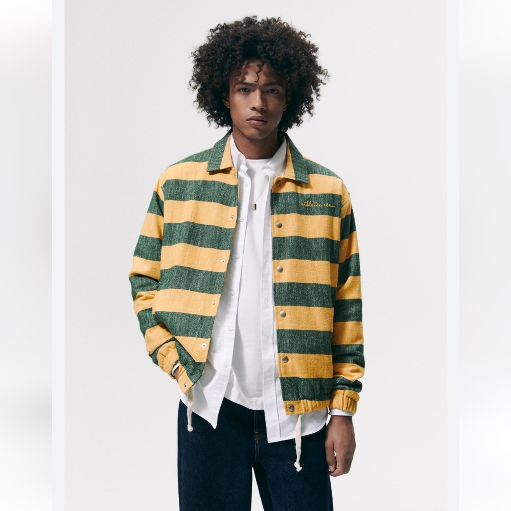 ZARA STRIPED yellow & green‎ JACKET SIZE S